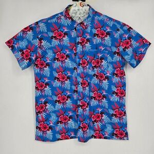 Retro Rifle Shirt Mens Extra Large Hibiscus Short Sleeve AOP Floral Tactical